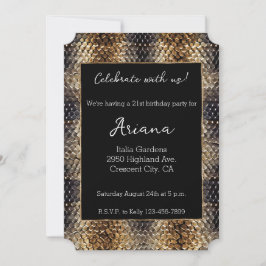 Chic Bronze Black Snake Skin Inbjudningar