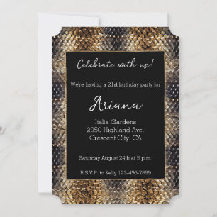 Chic Bronze Black Snake Skin Inbjudningar