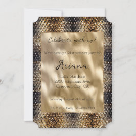 Chic Bronze Black Snake Skin Inbjudningar