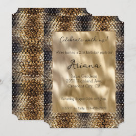 Chic Bronze Black Snake Skin Inbjudningar