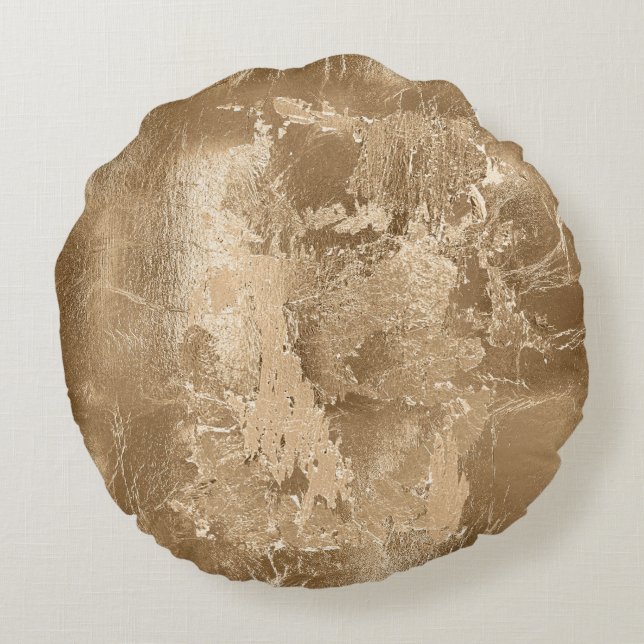 Chic Bronze Guld Glitter Rund Kudde (Baksidan)