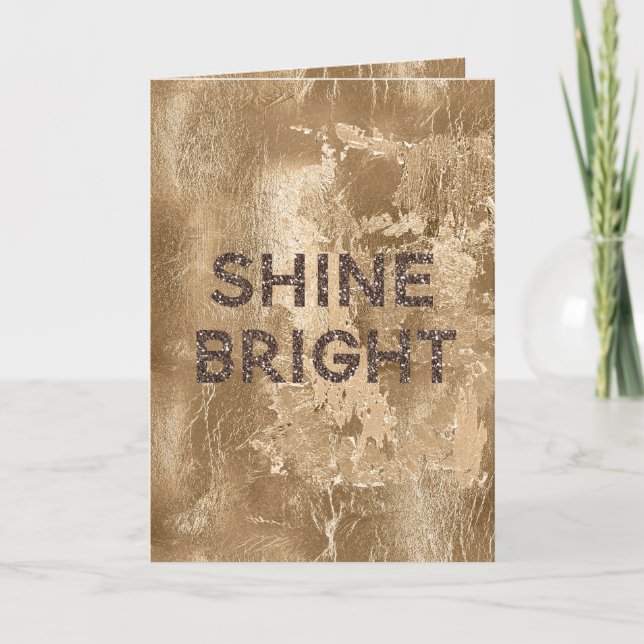 Chic Bronze Guld Shine Bright Glitter Kort (Framsida)