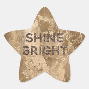 Chic Bronze Guld Shine Bright Glitter Stjärnformat Klistermärke