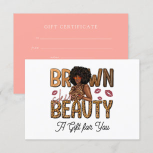 Chic Brown Beauty Gift Certificate Inbjudningar