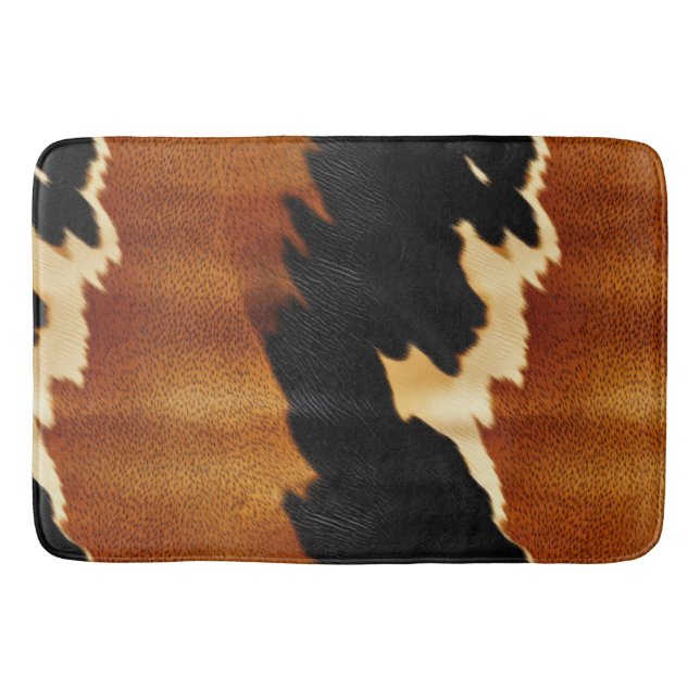 Chic Brown Black Cream Western Cowhide Badrumsmatta (Framsidan)