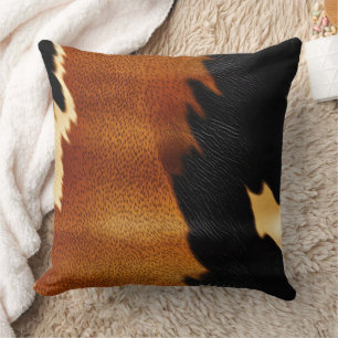 Chic Brown Black Cream Western Cowhide Kudde