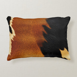 Chic Brown Black Cream Western Cowhide Prydnadskudde