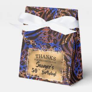 Chic Brown Blue Animal Print Faux Foil Presentaskar