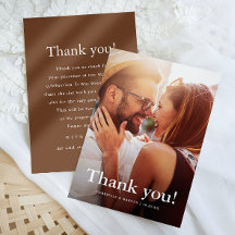 Chic Brown Bröllop Photo Tack Message