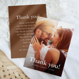 Chic Brown Bröllop Photo Tack Message Kort