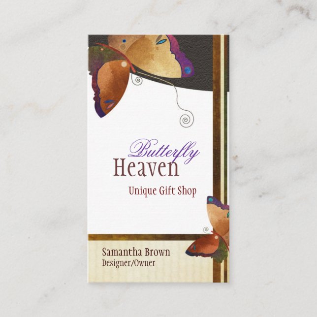 Chic Brown Butterfly Personlig Visitkort (Framsida)