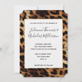 Chic Brown Cream Leopard Bröllop Inbjudningar