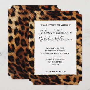 Chic Brown Cream Leopard Bröllop Inbjudningar