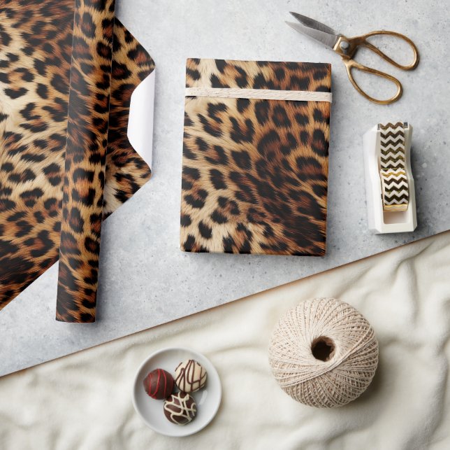 Chic Brown Cream Leopard Presentpapper (Hantverk)