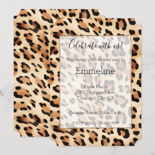 Chic Brown Cream Leopard Skriv ut Inbjudningar