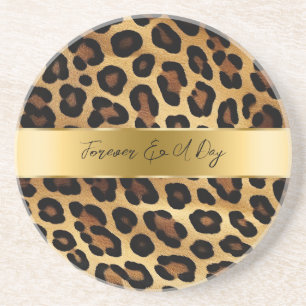 Chic Brown Guld Leopard Bröllop Underlägg