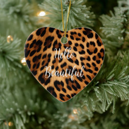 Chic Brown Leopard Skriv ut jul Julgransprydnad Keramik