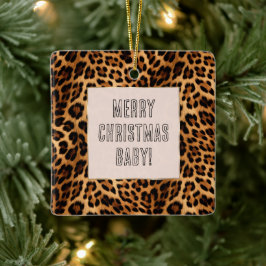 Chic Brown Leopard Skriv ut jul Julgransprydnad Keramik