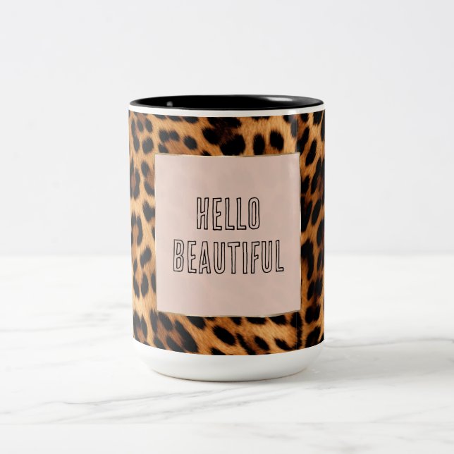 Chic Brown Leopard Skriv ut Kaffemugg (Center)