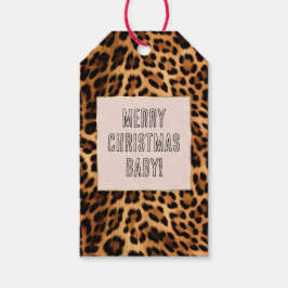 Chic Brown Leopard Skriv ut Presentetikett