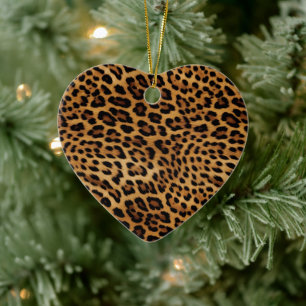 Chic Brown Leopard Skriv ut Rosa Guld Julgransprydnad Keramik