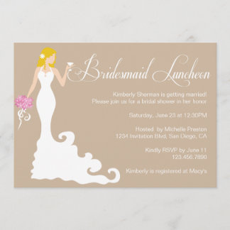 Chic Brown Modern Bride Posh Bridesmaid Luncheon Inbjudningar