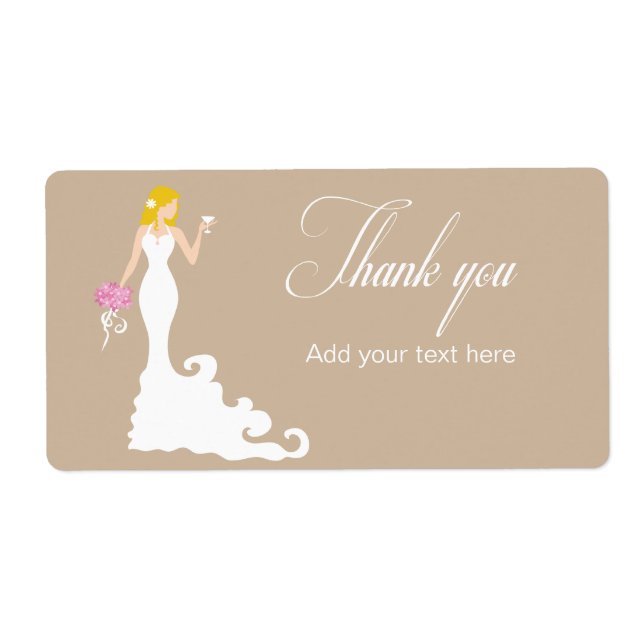 Chic Brown Modern Bride Tack-etikett Fraktsedel (Framsidan)