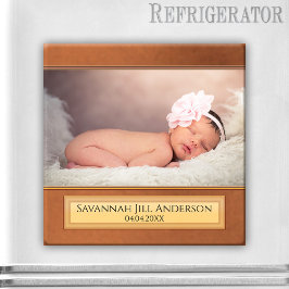 Chic Brown Ro Baby Guld Photo Magnet