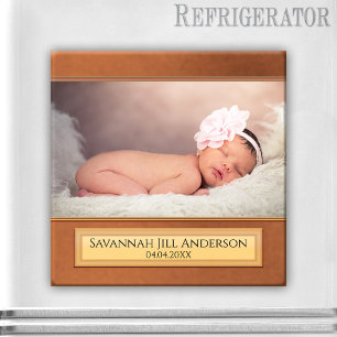 Chic Brown Ro Baby Guld Photo Magnet