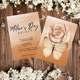 Chic Brown Watercolor Mor Day Inbjudan