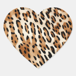 Chic Brown White Leopard Skriv ut Hjärtformat Klistermärke