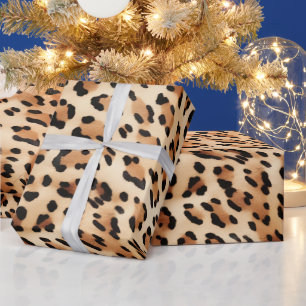 Chic Brown White Leopard Skriv ut Presentpapper