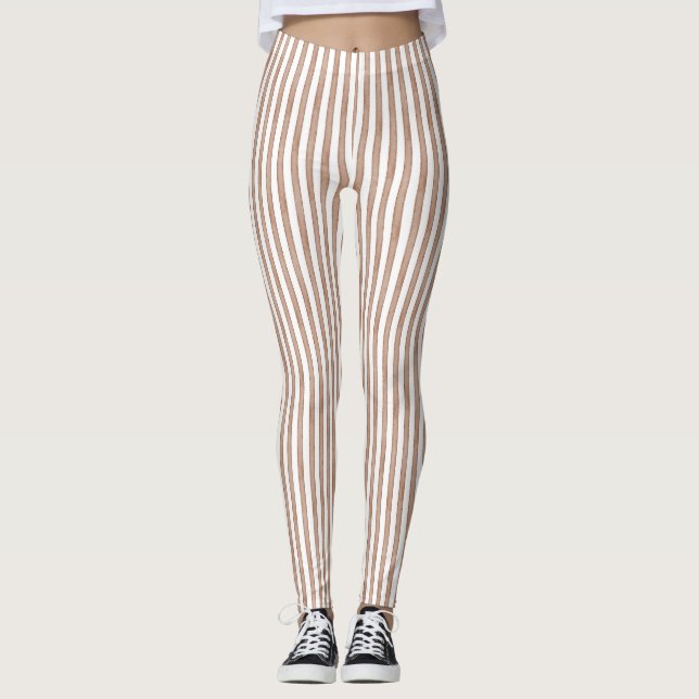 Chic Brown White Rand Leggings (Framsida)