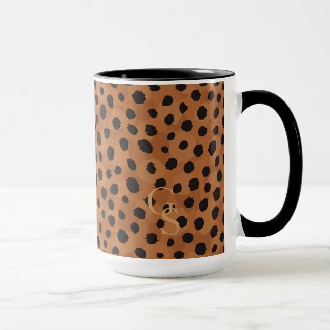 Chic brun cheetah-tryckmonogram mugg (Höger)