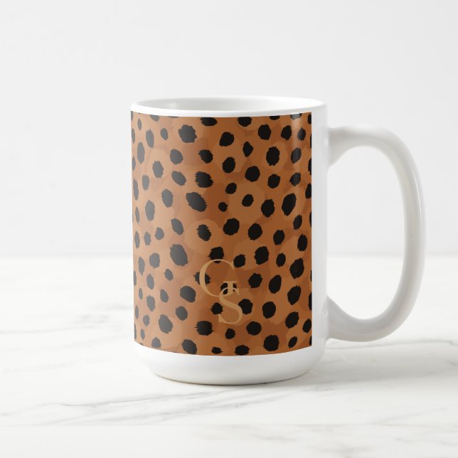 Chic brun cheetah-tryckmonogram mugg (Höger)