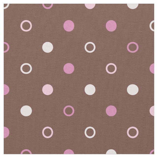 Chic brun och rosa polka dots mönster tyg (Närbild)