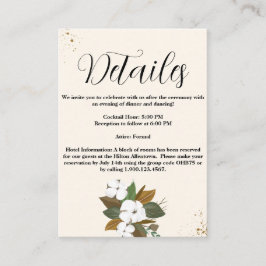 Chic bruna och krämfärgade blommiga bröllopsdetalj tilläggskort