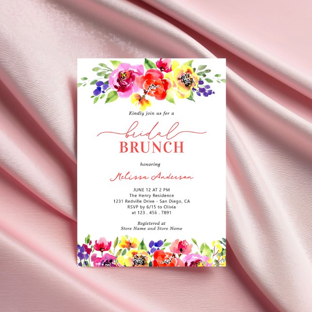 Chic Brunch för Möhippa av ljusfärglös Blommigt Inbjudningar (Skapare uppladdad)