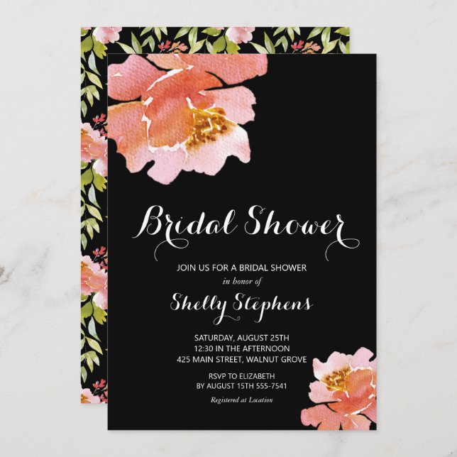 Chic Brunch och Bubly Blommigt Möhippa Inbjudningar (Fram/baksida)