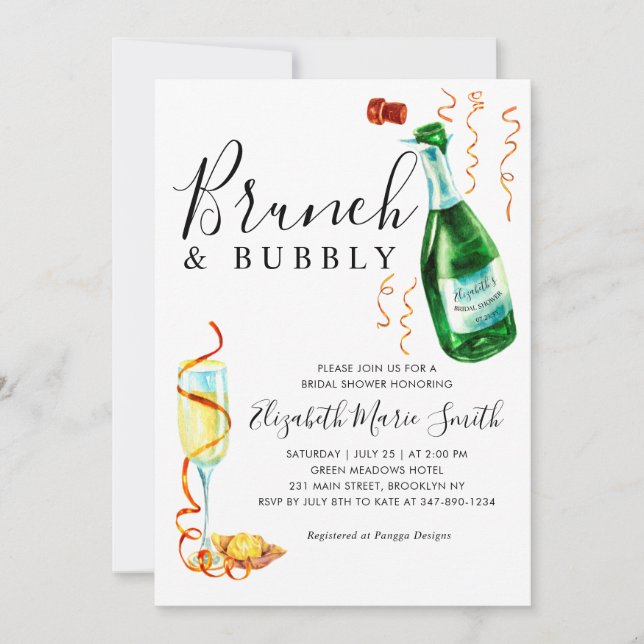 Chic Brunch och Flaska Möhippa av buskglas Inbjudningar (Framsida)