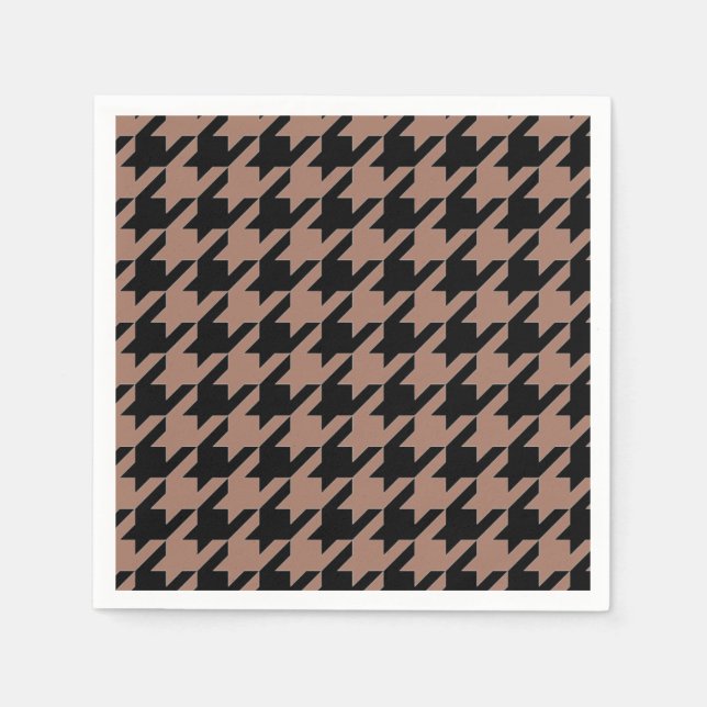 Chic brunsvart houndstooth mönster pappersservett (Framsidan)