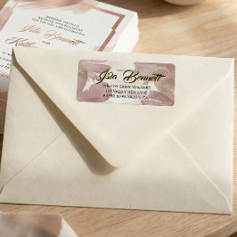 Chic Brush Stroke | Faux Rose Gold on White Label Adressetikett