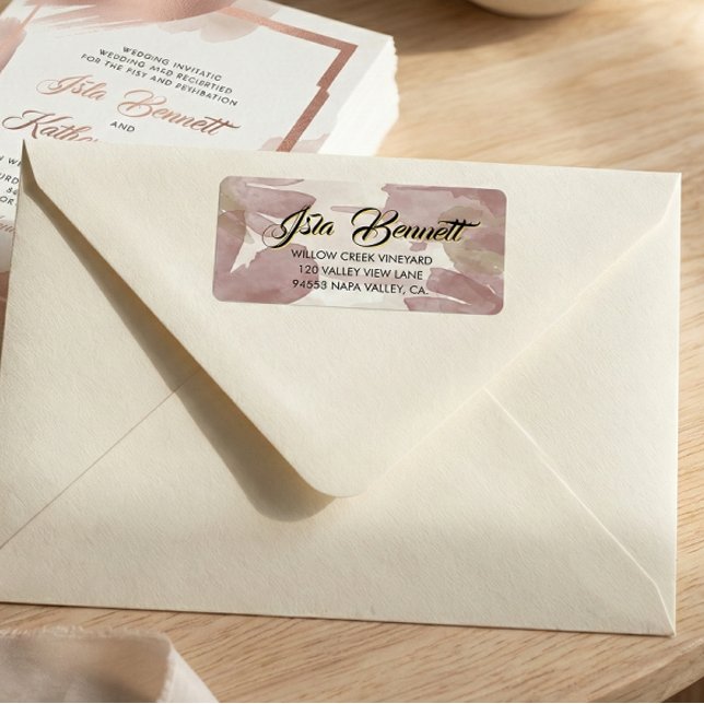 Chic Brush Stroke | Faux Rose Gold on White Label Adressetikett (Skapare uppladdad)