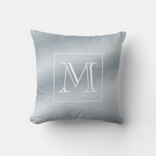 Chic Brushed Silver Monogram Dekorativ kudde