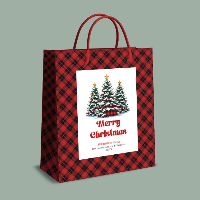 Chic buffalo plaid tree Christmas bag personalized (Chic buffalo plaid tree Christmas bag personalized)