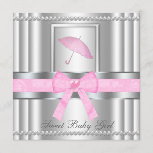 Chic bugad silver- & rosababy showerinbjudan inbjudningar
