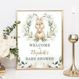 Chic Bunny Rabbit Greenery Guld Wandeans Välkommen Poster