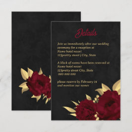 Chic burgundi och guld svart bröllop tilläggskort