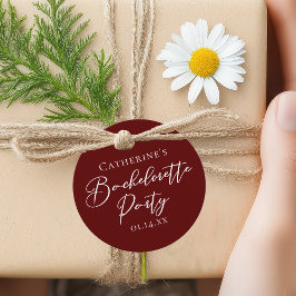 Chic Burgundy Bachelorette Party Personalized Gåvor Etiketter