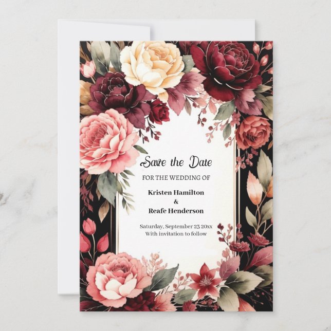 Chic Burgundy Beauty Spara Datumet (Framsida)